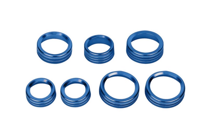 AuTK for Ford F150 2021 2022 2023 Knob Air Conditioner Switch & Trailer & 4WD & VOL & Headlight Button Ring Trim, Blue Aluminum, 7pcs - Image 1